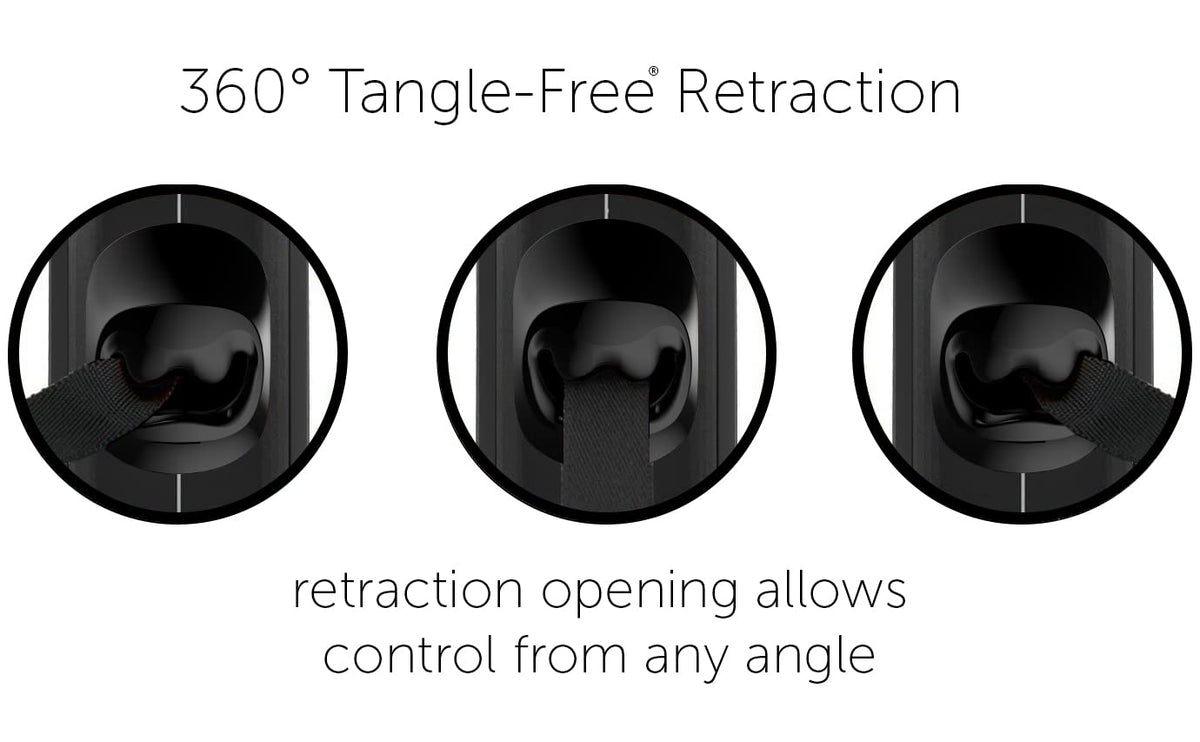 TUG 360° Tangle-Free Retractable Dog Lead for Up to 25 kg Dogs | 5 m Strong Nylon Tape | One-Handed Brake, Pause, Lock (Medium, White/Orange)