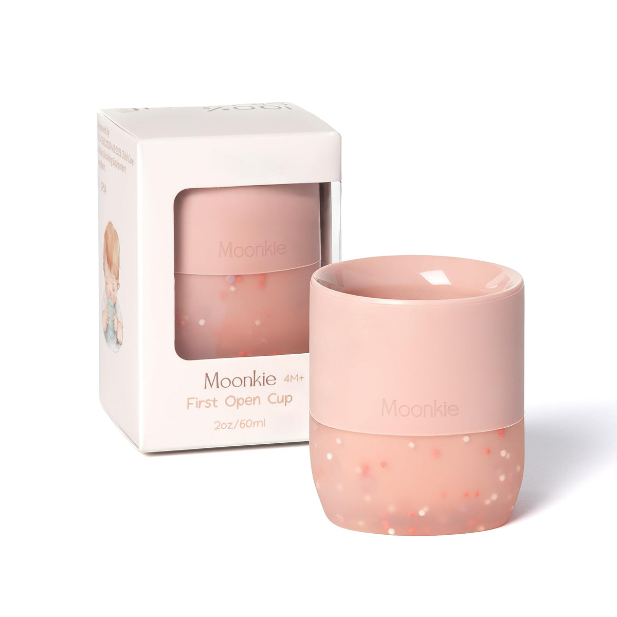 Moonkie Baby Cup | Silicone Open Cup Baby from 6 Months | Weighted Base (Anti-Tip) | BPA Free | Capacity Markings | 60ml (Ether)