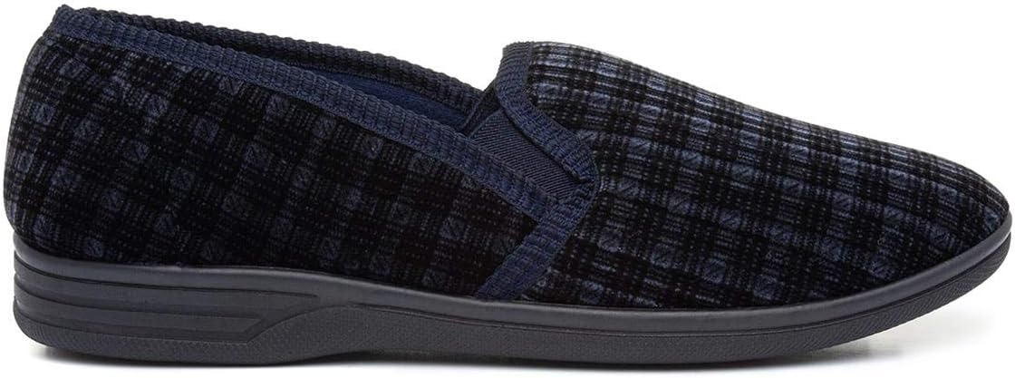 The Slipper Company Mens Twin Gusset Navy Slipper