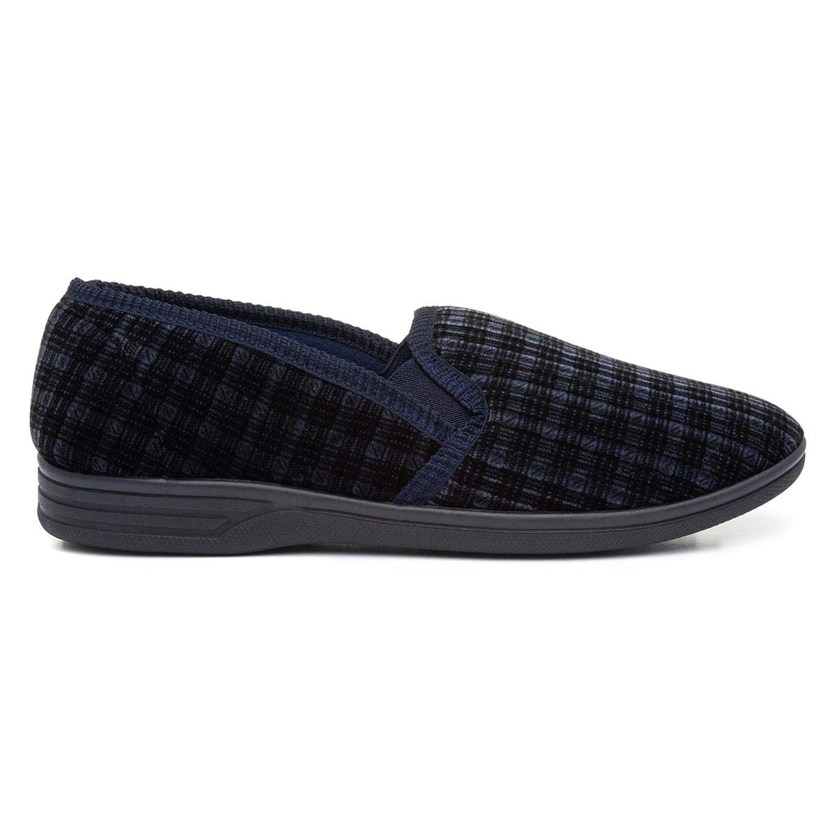 The Slipper Company Mens Twin Gusset Navy Slipper