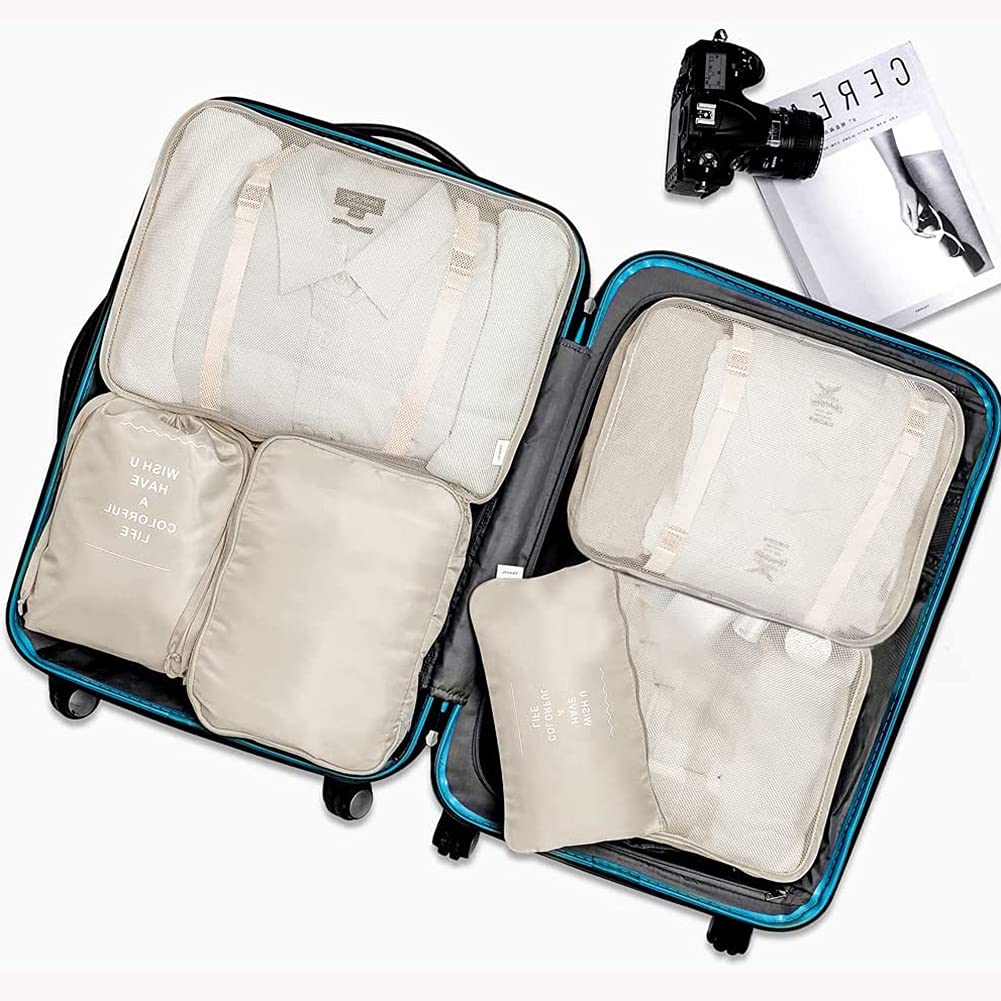Travel Packing Cubes, Toifucos Multifunction 8pcs/set Luggage Organiser Compression Suitcase Essential Bag, Dark Gray