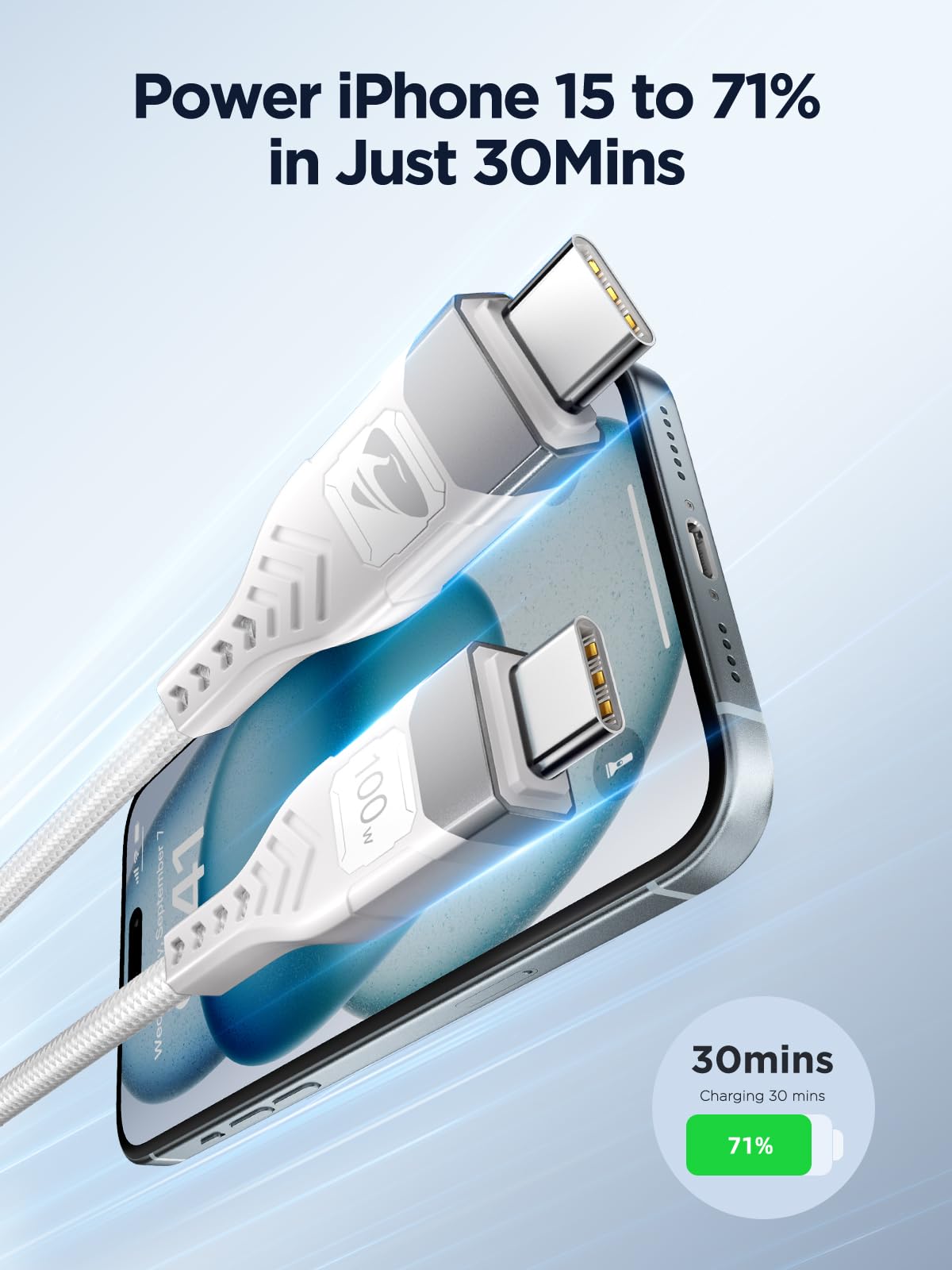 USB C to USB C, 100W 5A Fast Charging Cable [2Pack/2M] USB Type C Charger Fast Charge Lead Usbc to Usbc Cable for iPhone 15 16 17 Pro Max Plus iPad Pro MacBook Samsung Galaxy S23 S22 S24 S25 Ultra etc