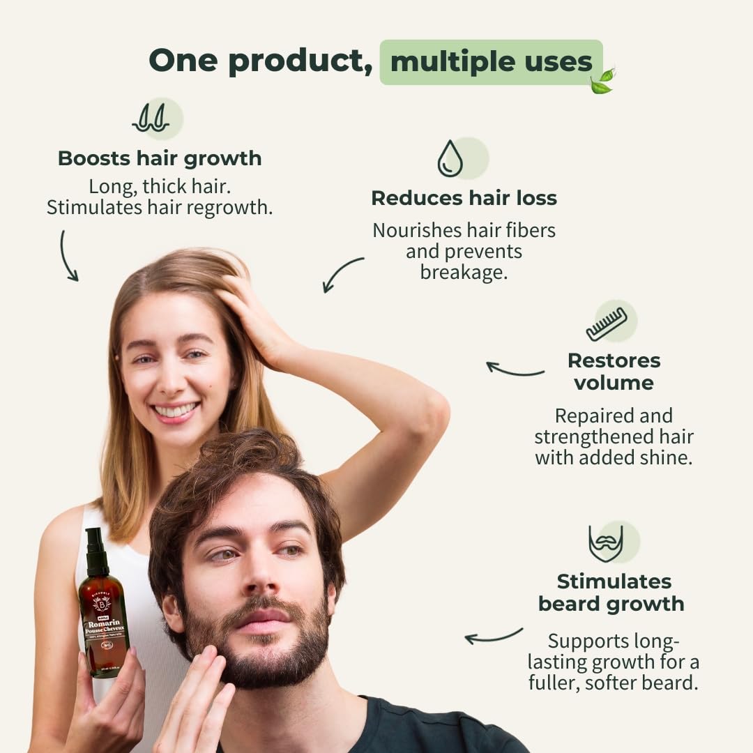 BIONOBLE Organic Rosemary Oil for Hair Growth - Hair Loss, Volume - 50ml