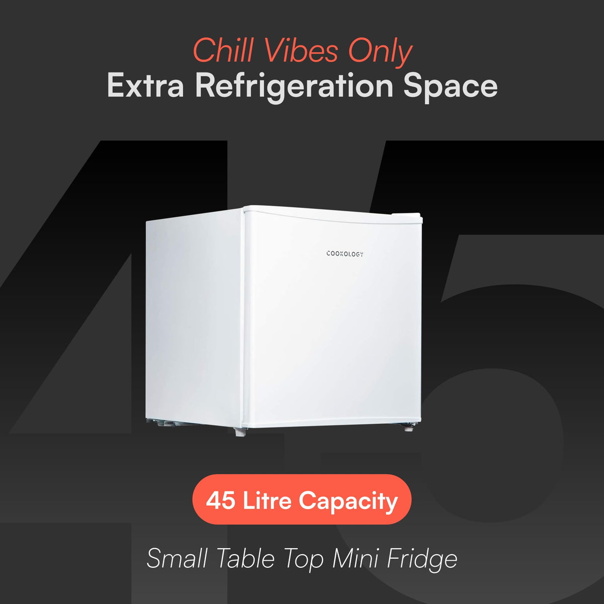 Cookology 45L Small Tabletop Mini Fridge with Chiller Box - Black