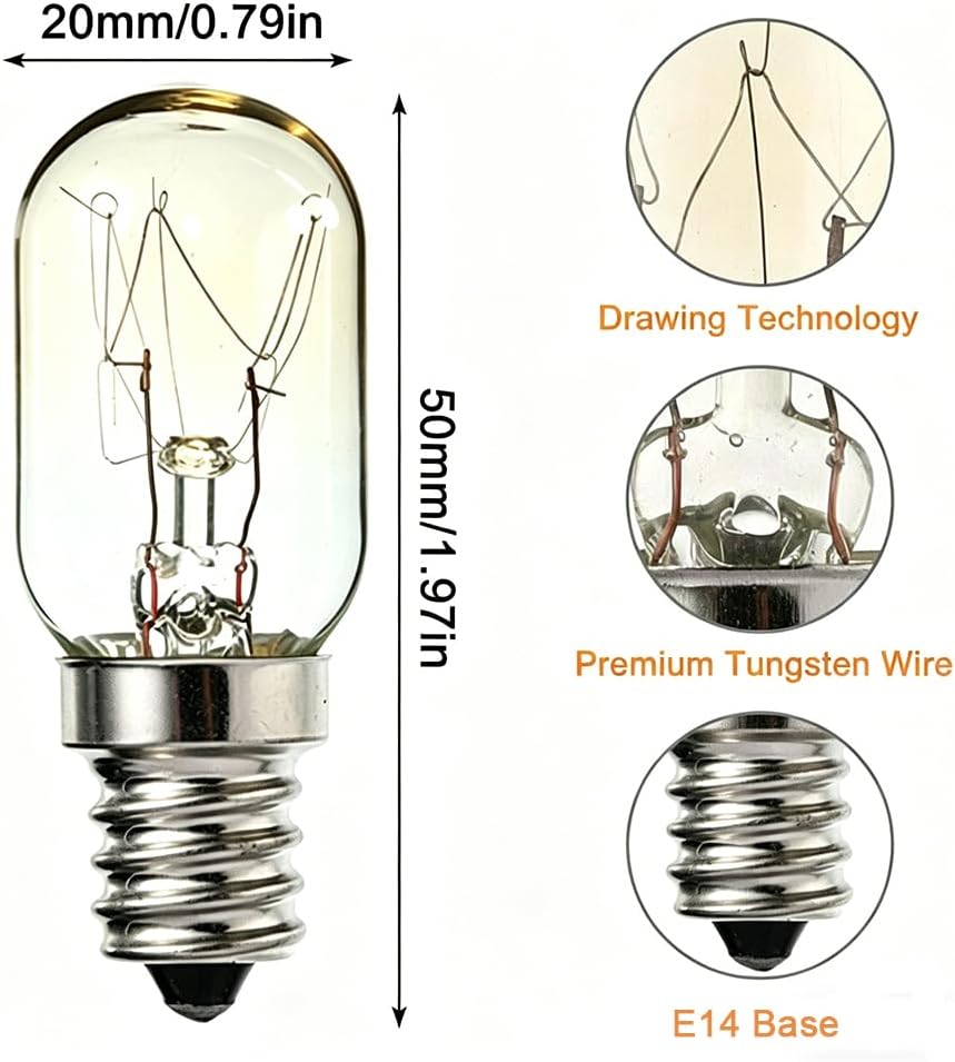 15W E14 Screw Salt Lamp Bulbs 230V, Scentsy Warmer Bulb Small Edison Screw SES Warm White 2700K, E14 Sewing Machine Light Bulb, Pygmy Fridge Bulb T20 E14 Oven Microwave Bulb (5-Pack).