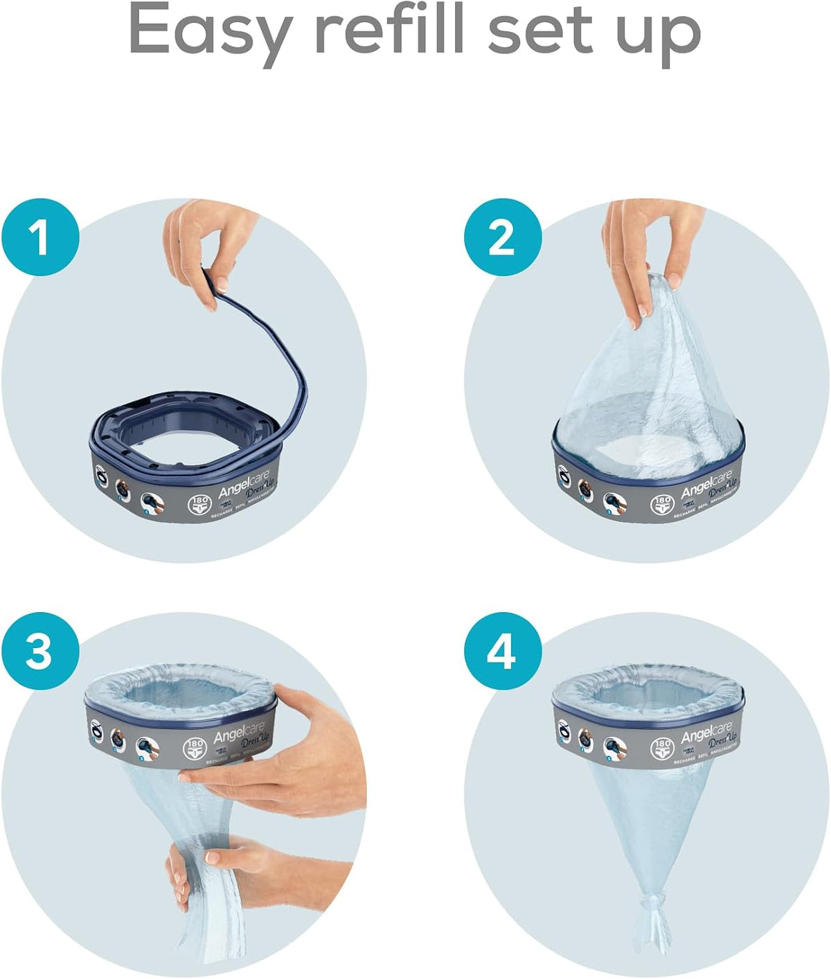 Angelcare Octagonal Refill, 6 Pack, for Classic XL Nappy Bin