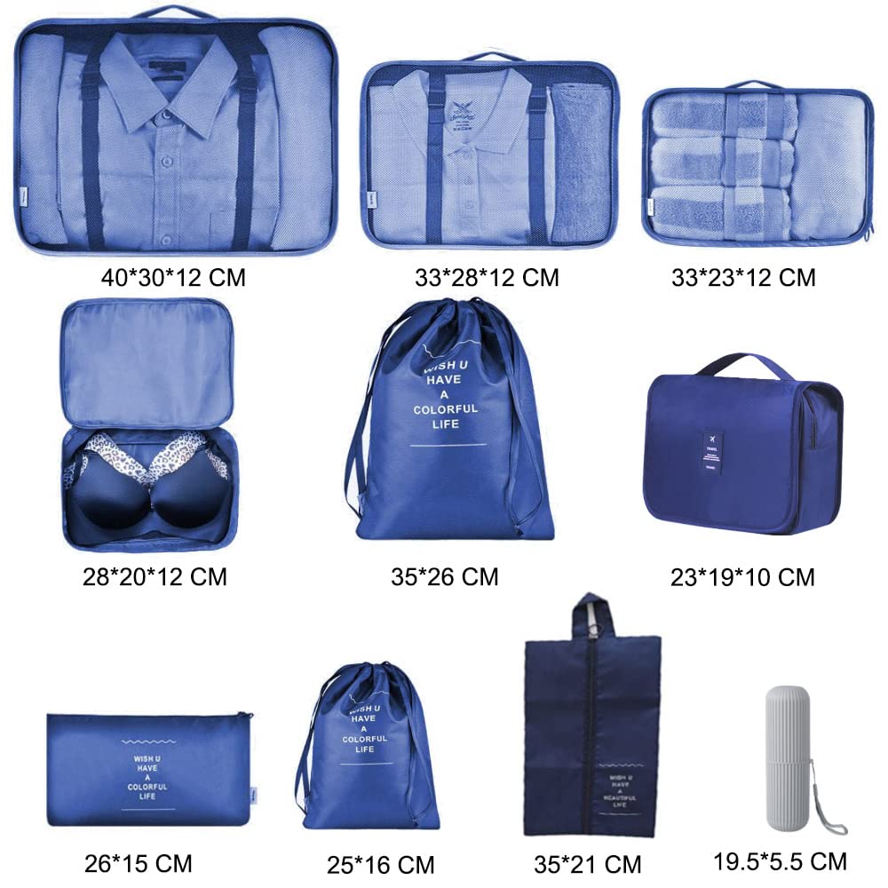 Travel Packing Cubes, Toifucos Multifunction 8pcs/set Luggage Organiser Compression Suitcase Essential Bag, Dark Gray