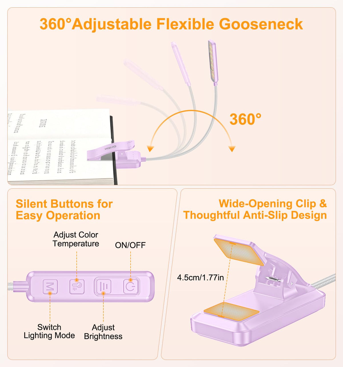 Gritin 2026 Gen 2 Book Light for Reading-30 Eye Caring Full Spectrum LED