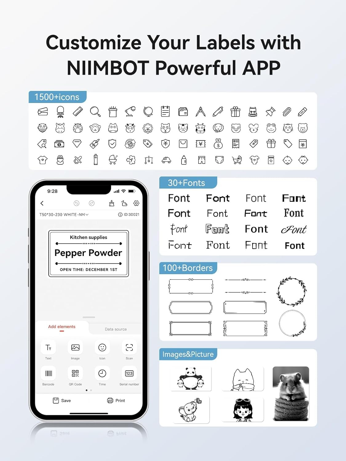 NIIMBOT B1 2-Inch Label Maker, Portable Thermal Printer for Small Business