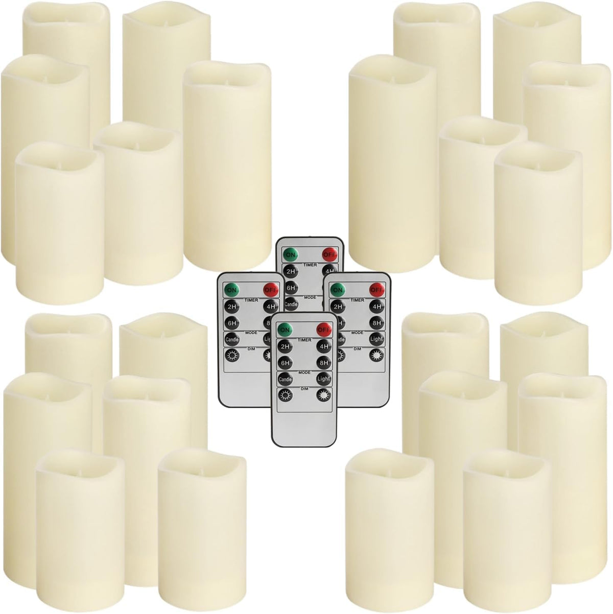 LIVEN Flickering Flameless Candles Battery Operated with Remote,Led Pillar Candles with Realistic Moving Wick Candles for Halloween,Christmas,Home Decor Pack of 12 (D2.2 xH 5" 6" 7")(White)
