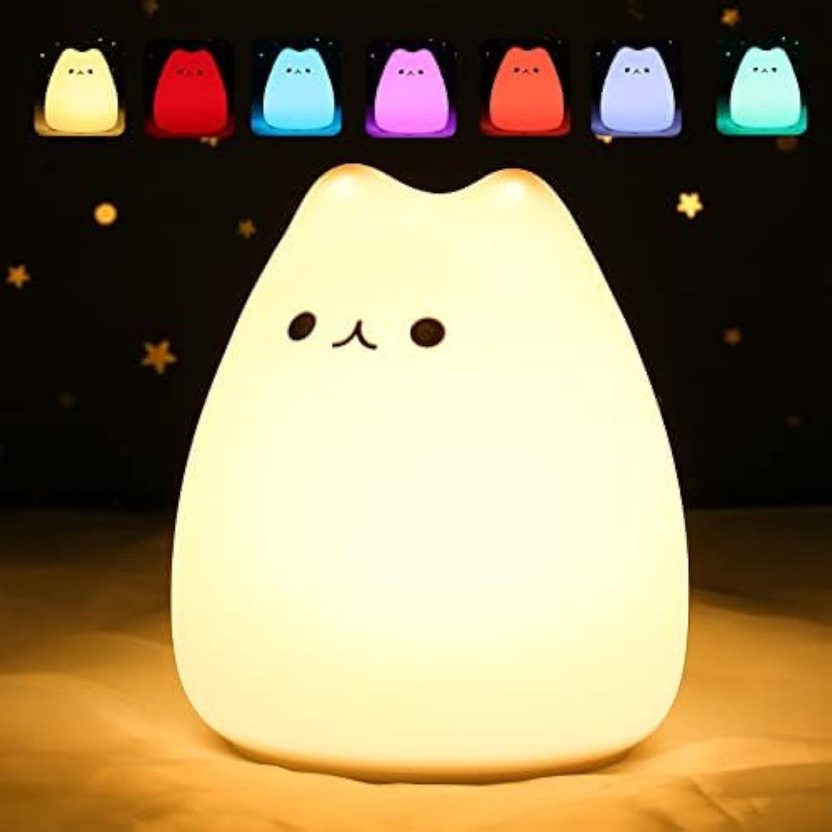ZKLiLi Cat Night Light for Kids,Cute Night Lamp for Nursery,Squishy Silicone Touch Lights Portable, Gift for Birthday and Christmas for Kids Baby Children (Battery Cat)