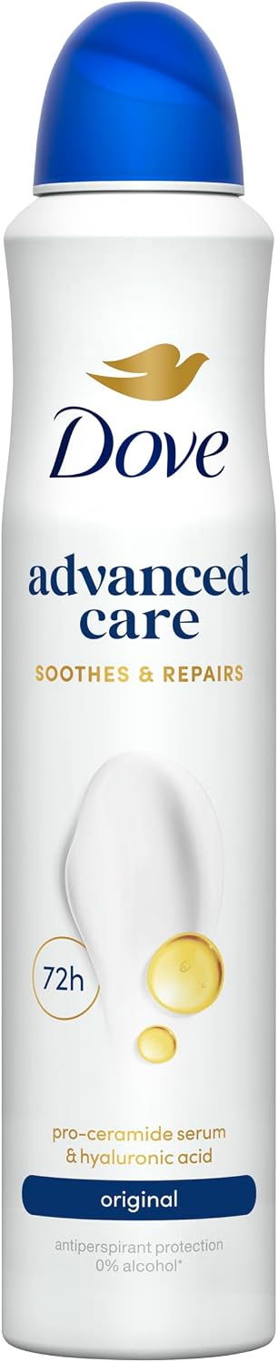 Dove Advanced Care Original Anti-Perspirant Aerosol Women's Deodorant Spray with Pro-Ceramide technology for 72 hour protection against sweat and odour 200 ml