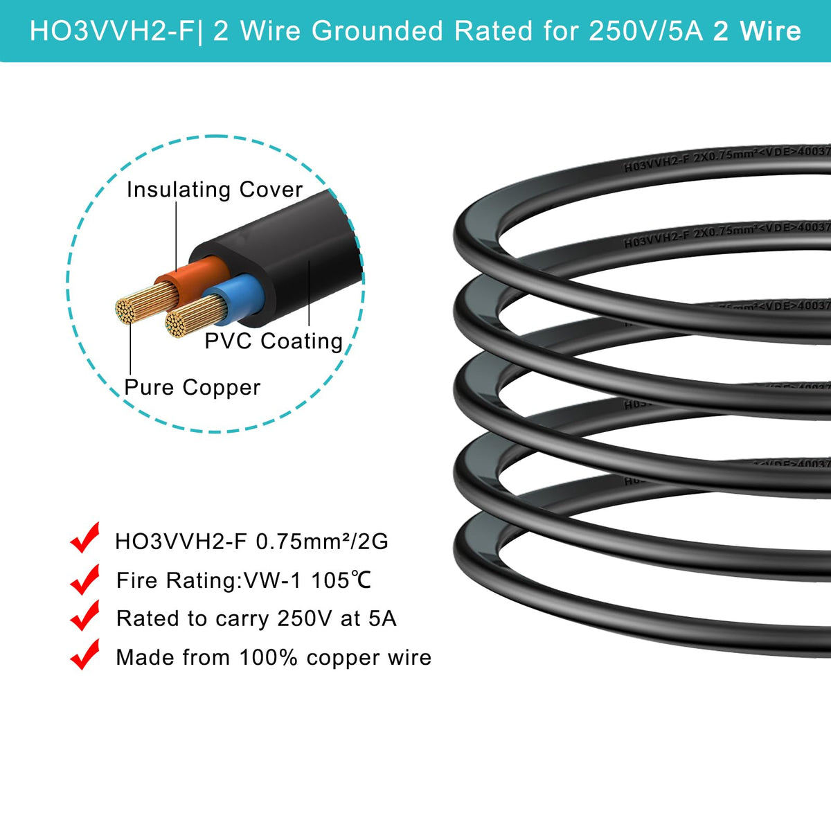 power 5M UK 3PIN Plug to IEC C7 Figure 8 Replacement Mains Cable Compatible with PS5, Xbox Series X, tv, Samsung, LG, Sony