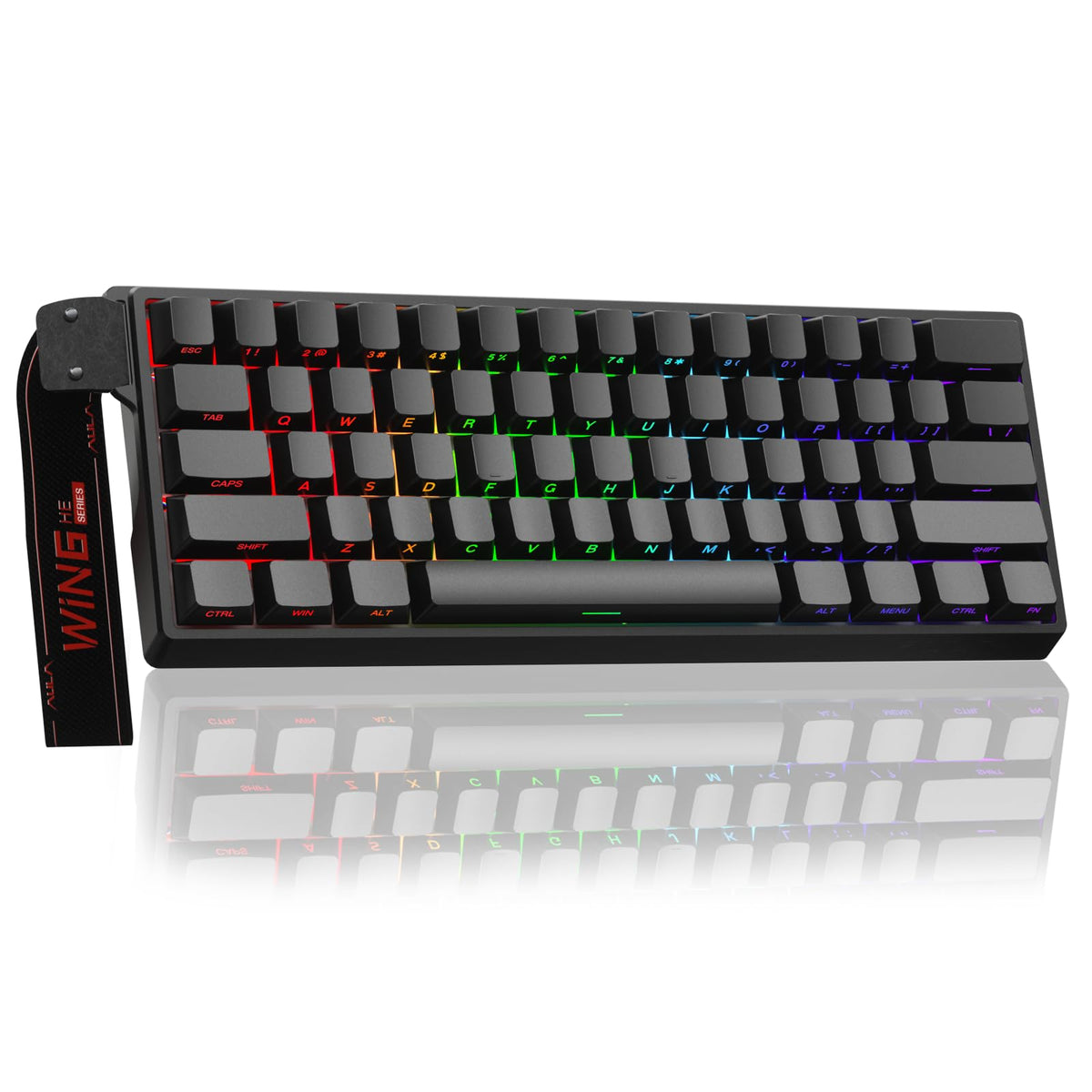 AULA WIN60 HE Mechanical Gaming Keyboard Wired,Hall Effect Magnetic Switches,Adjustable Actuation Rapid Trigger,8K Polling Rate,RGB Backlight,60% Percent Keyboard for Mac/Win (BLACK) (Pack of 2)