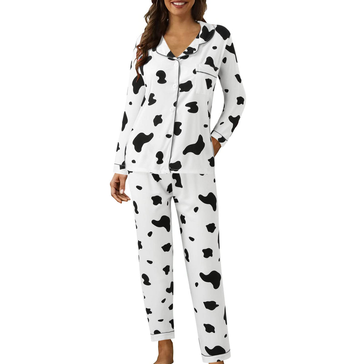 Pyjamas For Womens Women Pyjamas Set Lounge Wear Sets Matching Christmas Pjs Ladies Plus Size Co Ord Sets Autumn Nightwear Wide Leg Trousers Long Sleeve Comfort Nighties Fashion Fall Clothing Outfits