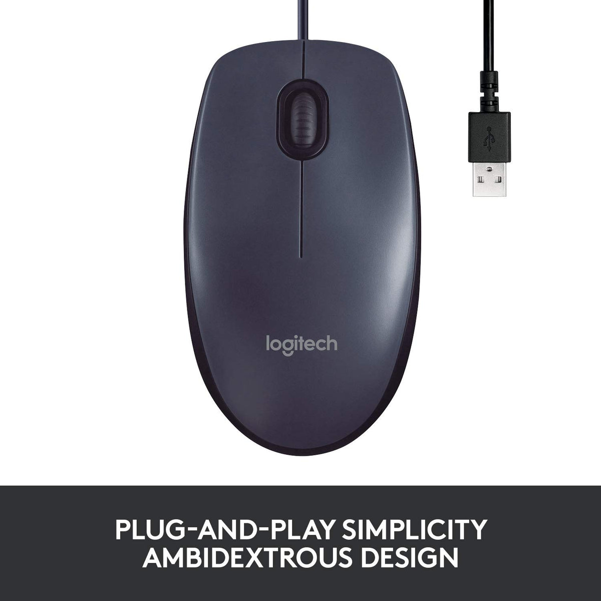 Logitech B100 Wired Mouse, USB Port, 800 DPI Optical Sensor, 3 Buttons, for Left and Right Handers, PC/Mac - Black (Optical Business Mouse | Pack of 5)