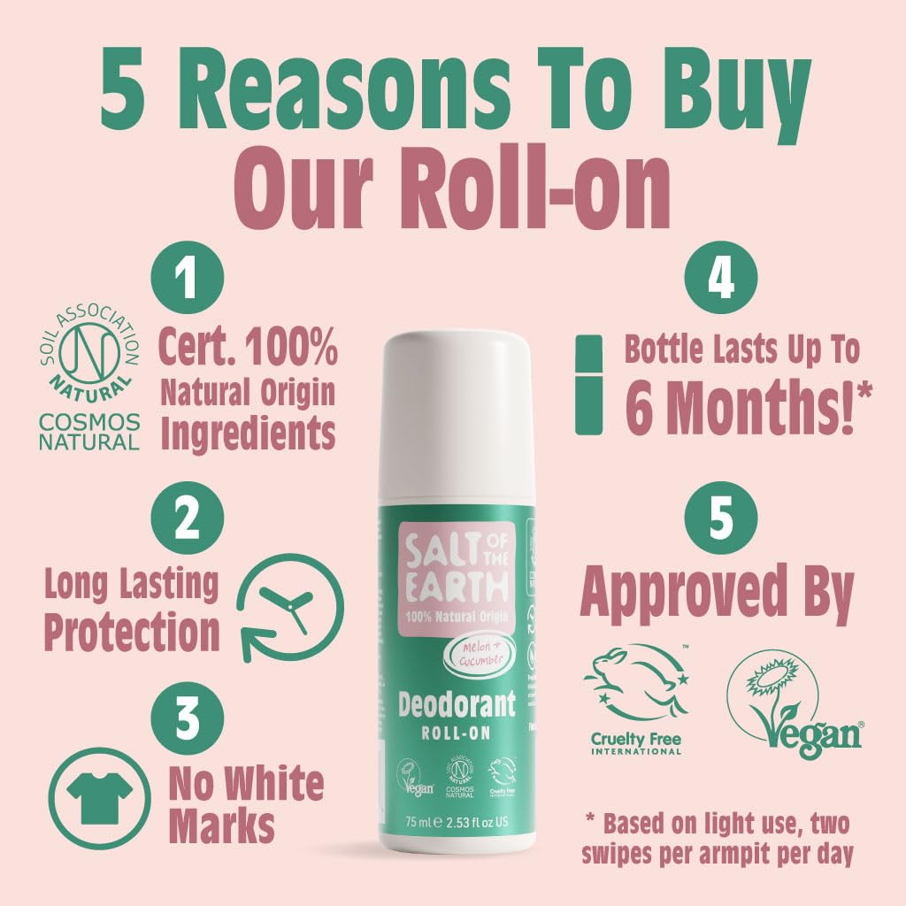 Salt of the Earth Natural Deodorant Roll On - Lavender & Vanilla - 75ml