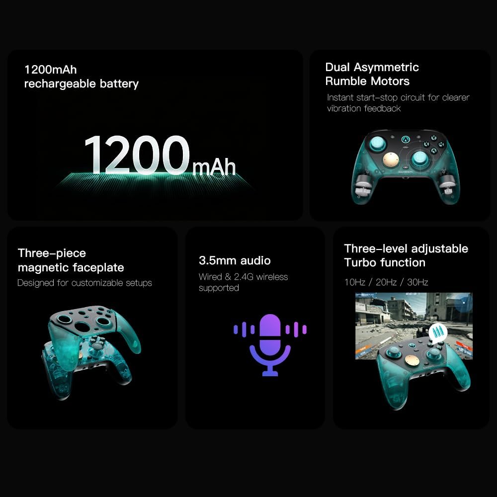 GameSir G7 Pro 8K PC Wireless Controller for Windows with TMR Joysticks, Dual-Mode Trigger Stops, Four Remappable Macro Buttons, 3.5mm Audio Support - Aimlabs Edition