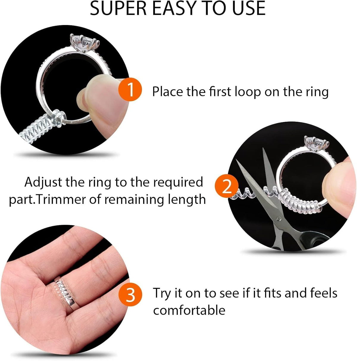 Eiito Ring Sizers for Loose Rings, 6 Sizes Fitter, Reduces Size by 0.5-1.5