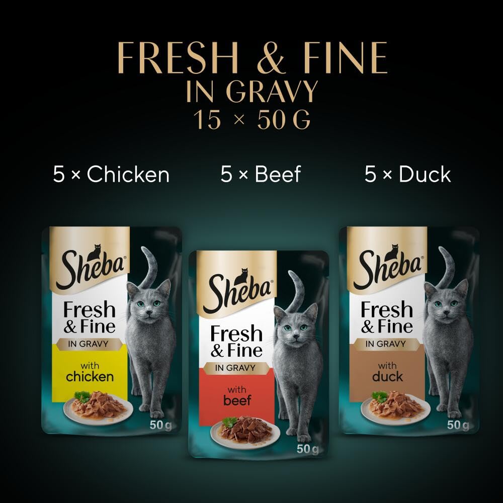 Sheba Cat Wet Food - Fresh and Fine - Cat Pouches Poultry in Gravy - 50 x 50 g Pack
