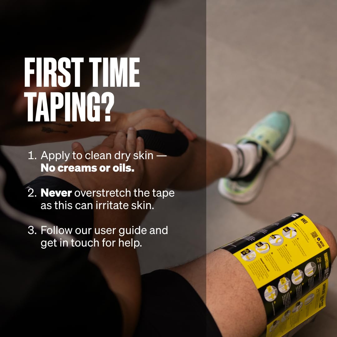 SPORTTAPE Kinesiology Tape, 5cm x 5m, Black - Waterproof, Hypoallergenic
