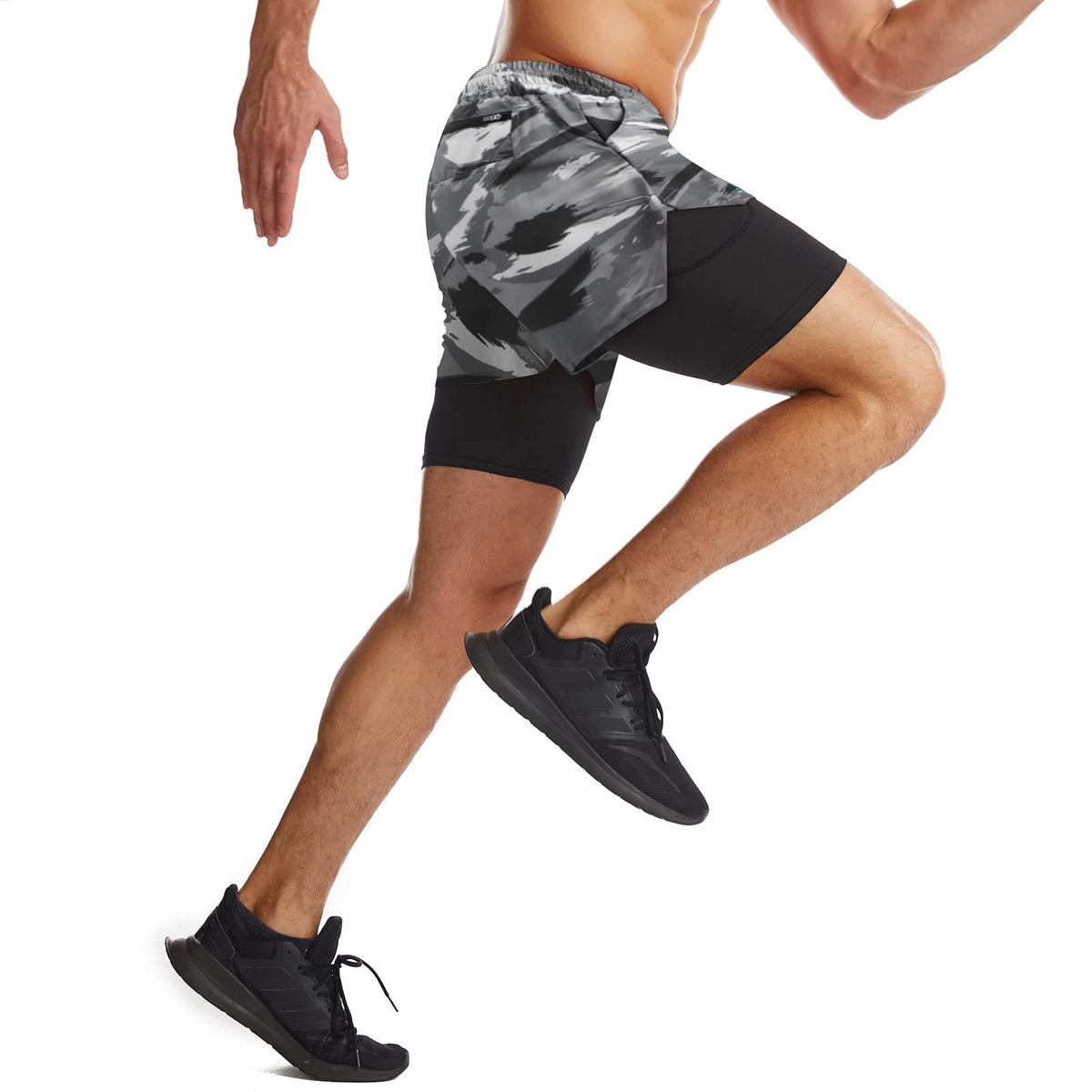 Mens Running Shorts Men's Gym Sports Short 2 in 1 with Phone Pocket Lightweight Quick Drying