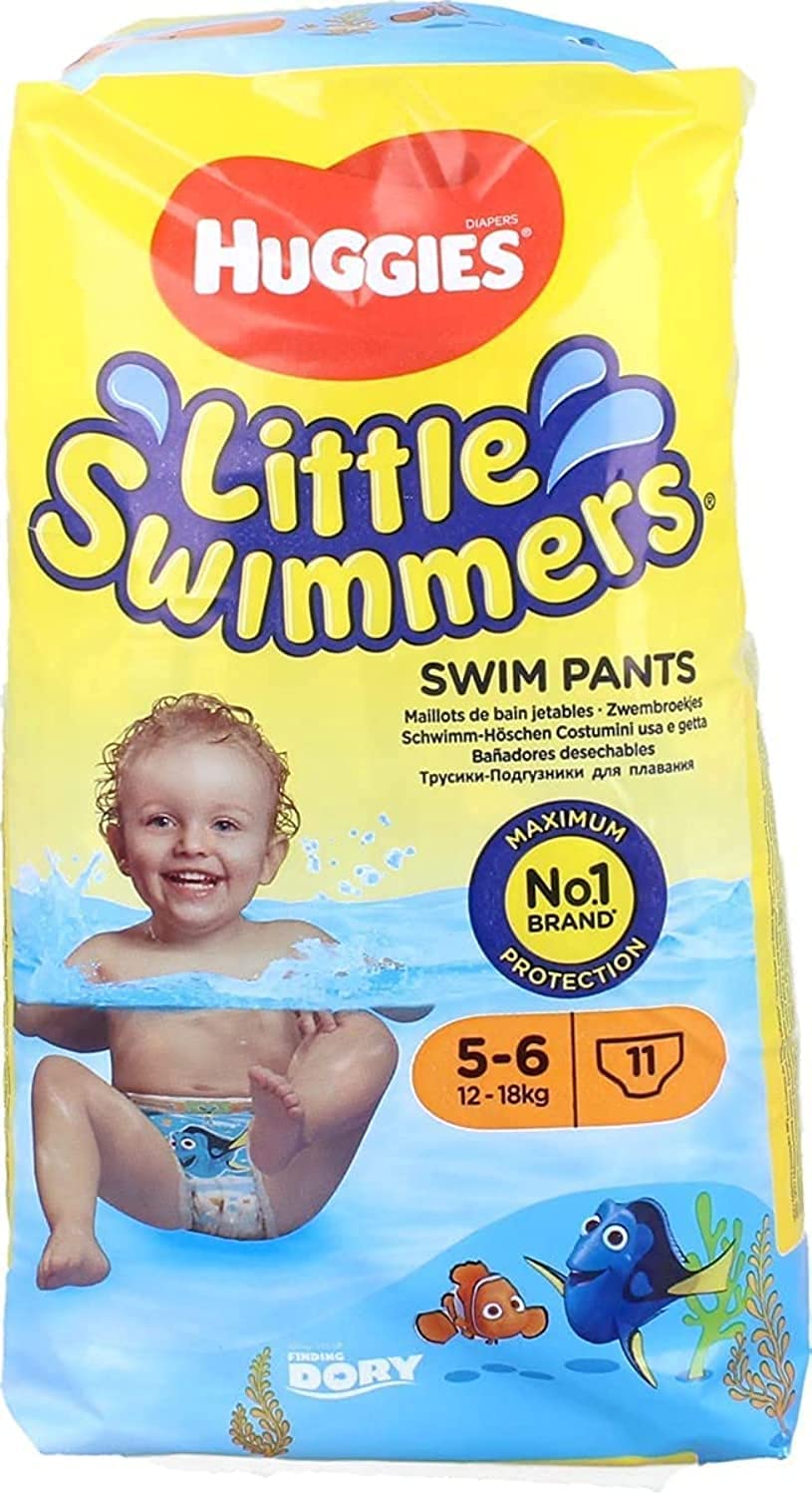 Huggies Little Swimmers, Swim Nappies, Size 5-6 - 33 Pants - Maximum Protection Swimming Nappies with Leak Guards - All-Round Stretchy Waistband