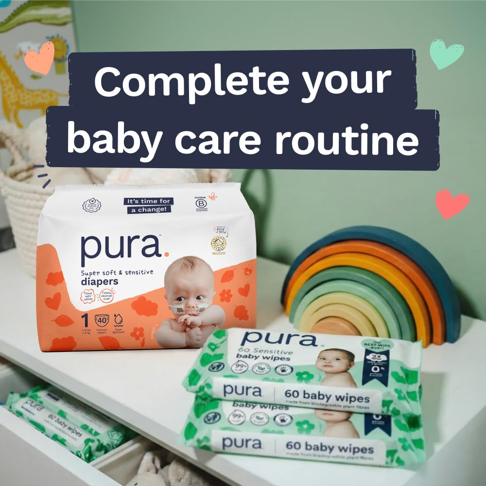 Pura Nappy Size 1 (2–5kg) 25 Count Sensitive Skin
