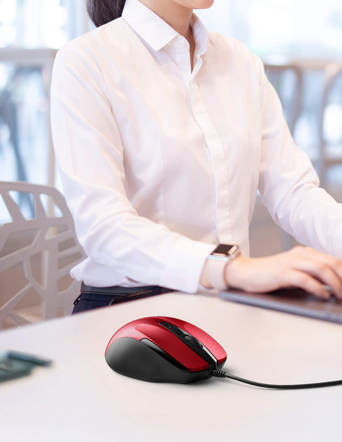 TECKNET USB Wired Mouse, 6400 DPI Mice 4 Adjustable DPI with 6-Button Corded, Optical Computer Mouse with Ergonomic Design for Laptop, Chromebook, PC, Desktop, Mac, Notebook