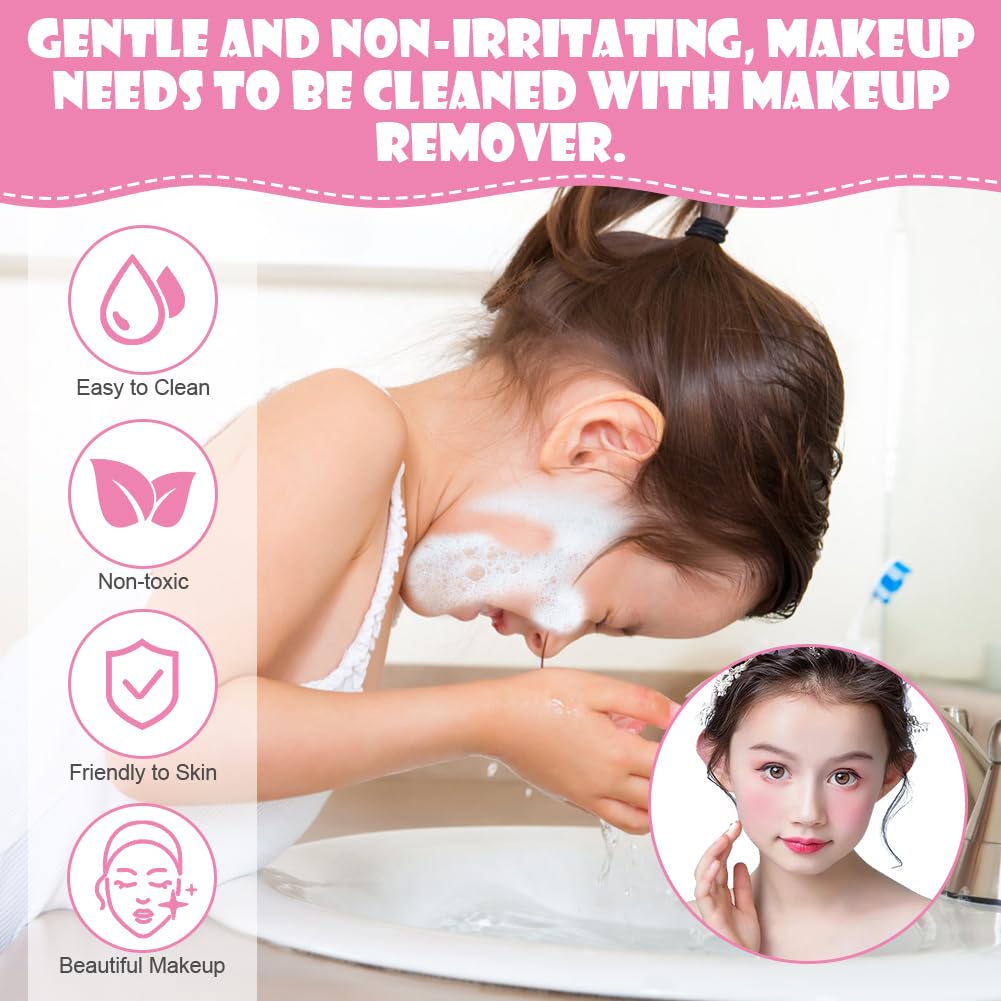 Aomig Kids Makeup Sets for Girls, 37 Pcs Washable Children's Make Up Kit with 8 Brushes, Non-Toxic Cosmetic Beauty Set Gift for Kids, Princess Pretend Play Games Toys Birthday Christmas Presents