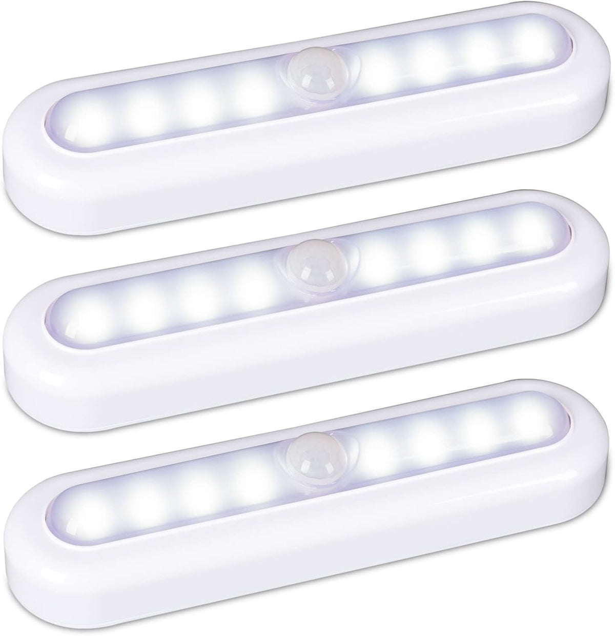 STAR-SPANGLED 7” LED Motion Sensor Lights Indoor AAA Battery, 3 Pack White