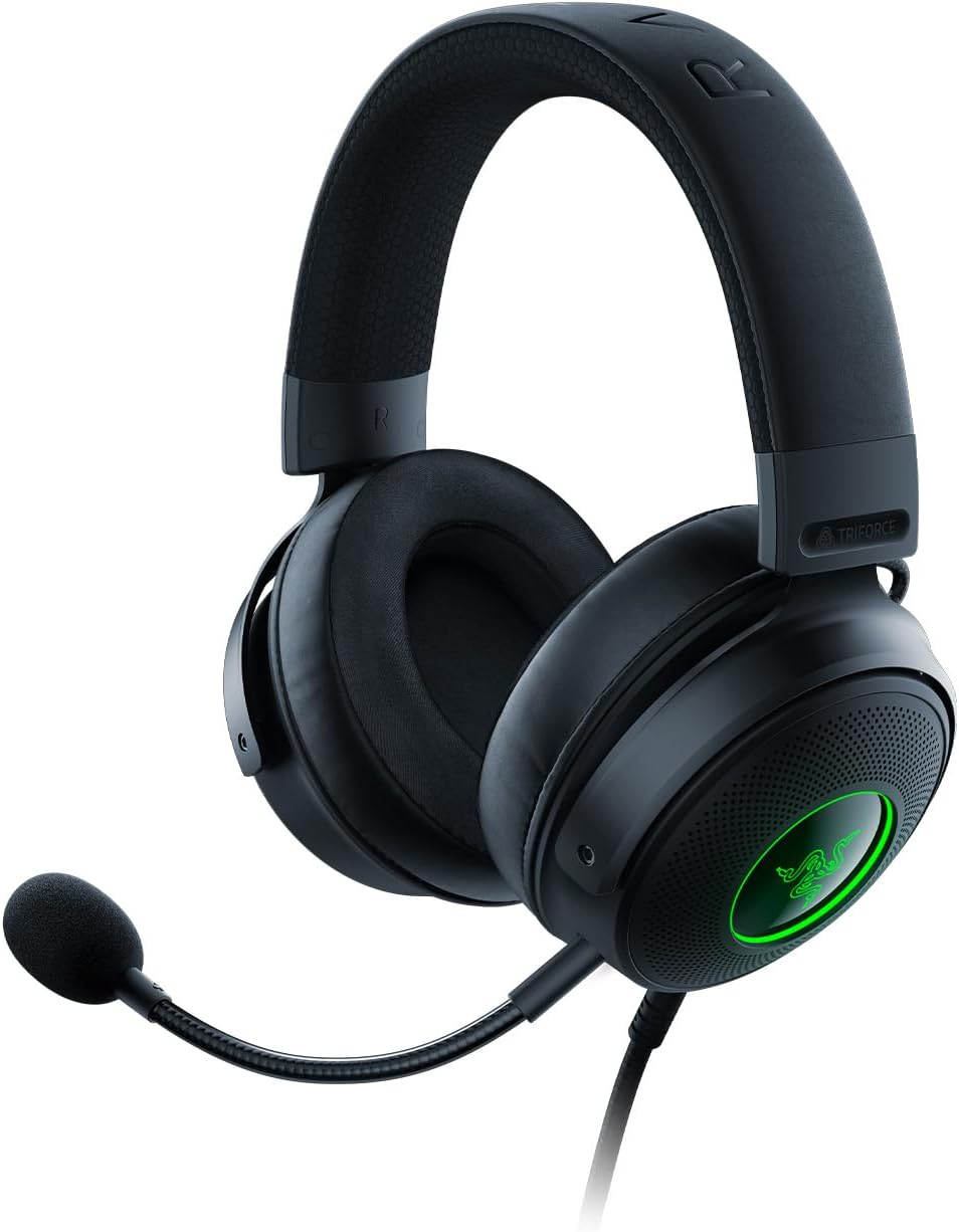 Razer Kraken V3 X USB - Wired USB Gaming Headset (ultra-lightweight at 285g, TriForce 40mm drivers, HyperClear Cardioid Microphone, 7.1 surround sound, Chroma RGB) Black