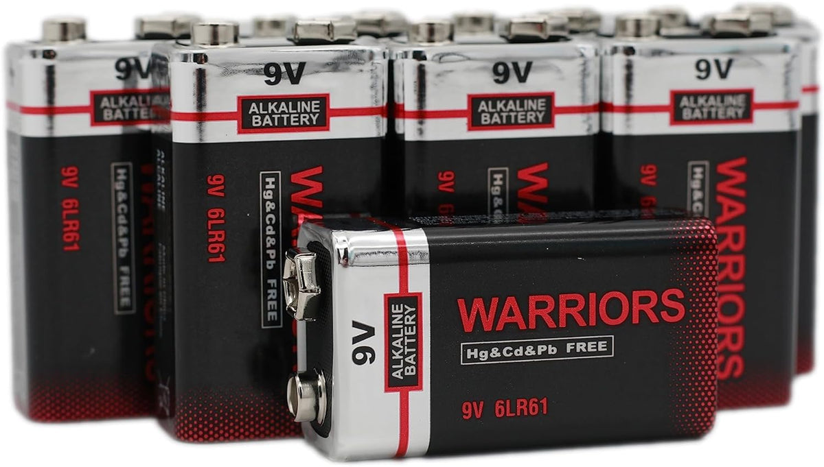 Warriors 4X 9V Alkaline Batteries, 6LR61, Long Lasting Power