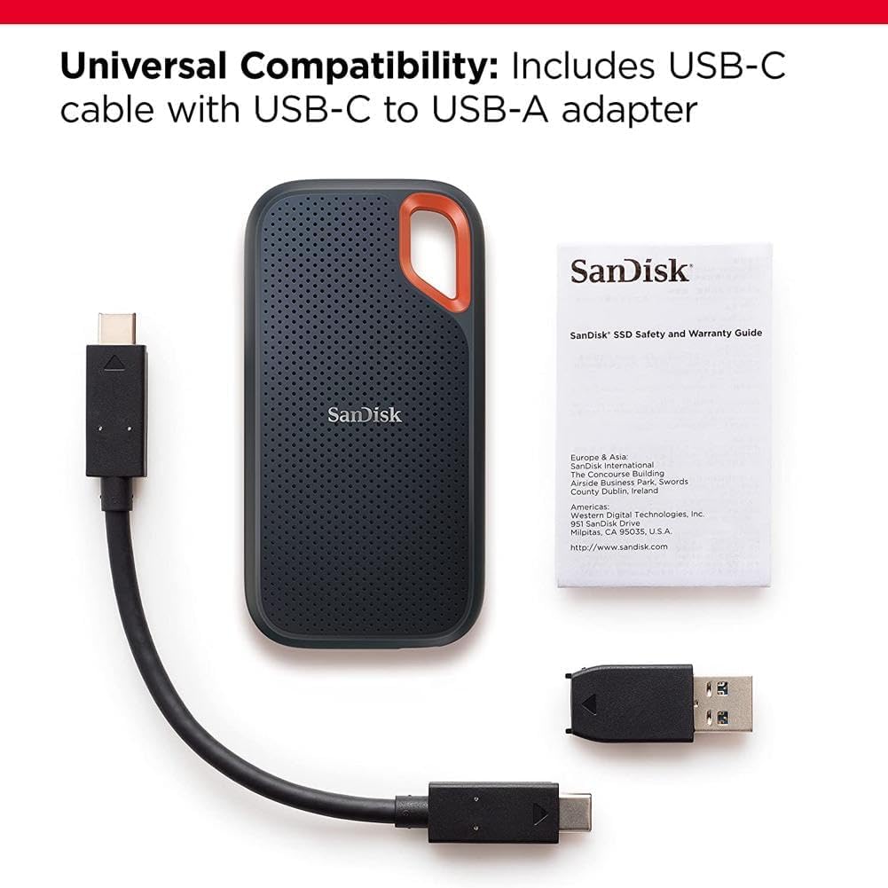 SanDisk Extreme Portable SSD 1TB - Up to 1050MB/s Read Speeds (Older Model)
