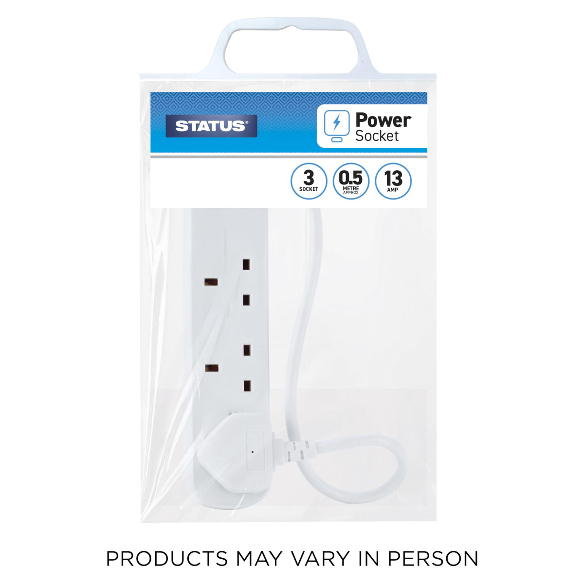 STATUS 6 Socket Extension Lead, 2m Multi-Plug Power Strip for Home, Office or Gaming Set-ups, White (S6W2MS12)
