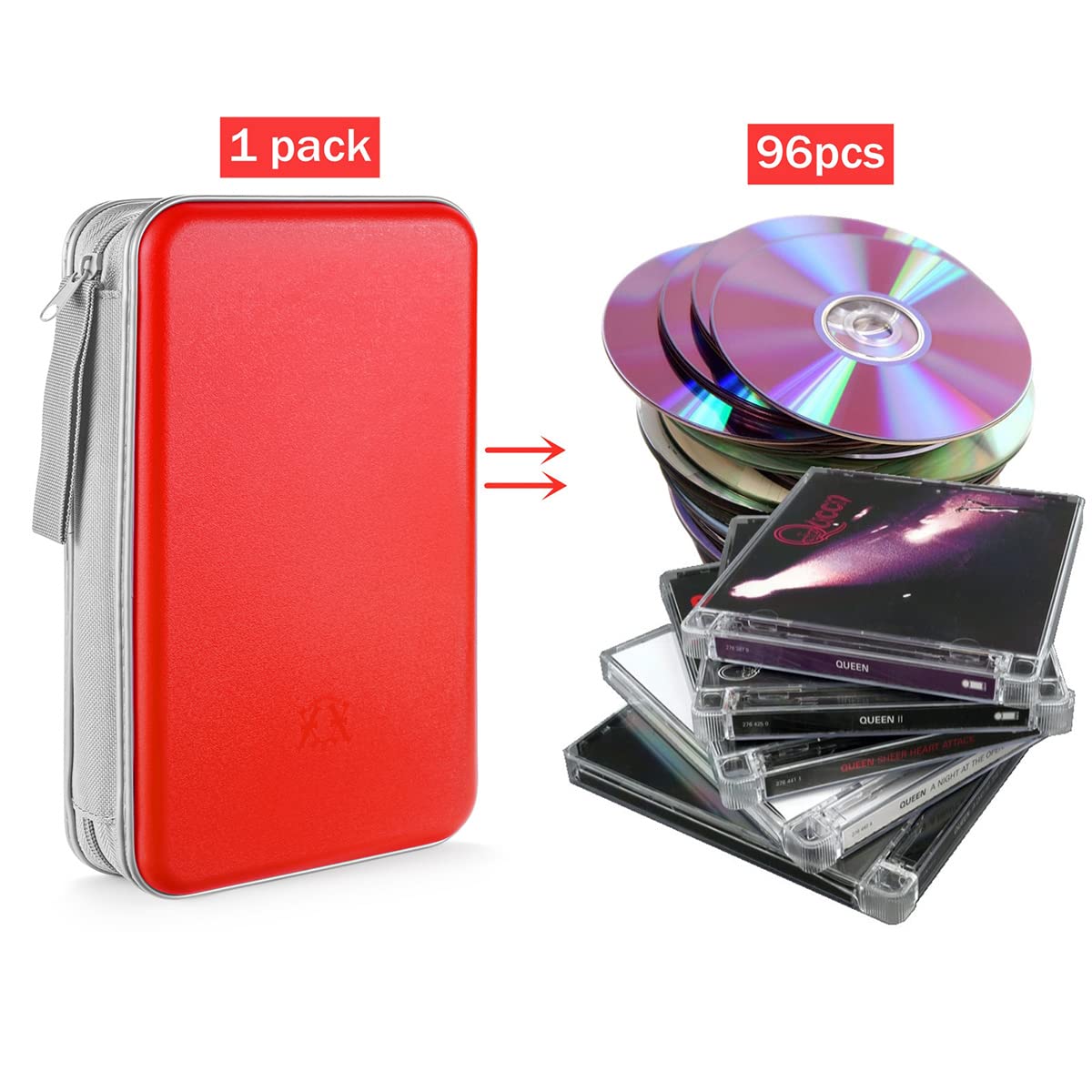 LIOVODE DVD Case, 96 Capacity CD Case Holder Organizer Disc Wallet for Car