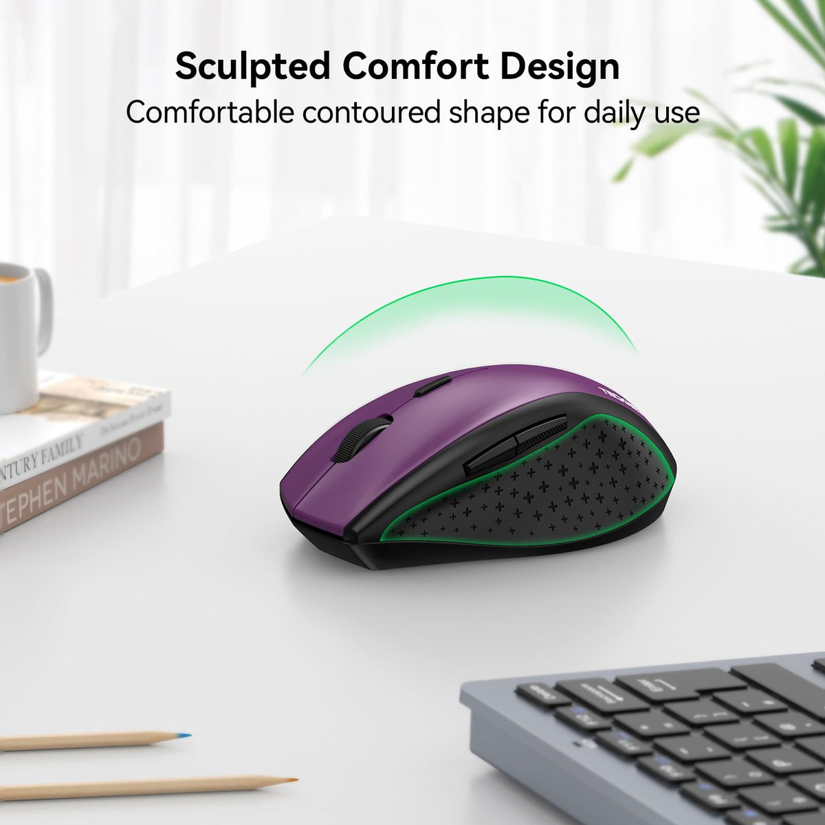 TECKNET Wireless Mouse for Laptop, 4800 DPI Optical Computer Mice with 6 Adjustable Levels, 30 Months Long Battery Life 2.4G Cordless USB Silent Mouse for Notebook, PC, Office Home Work -Grey