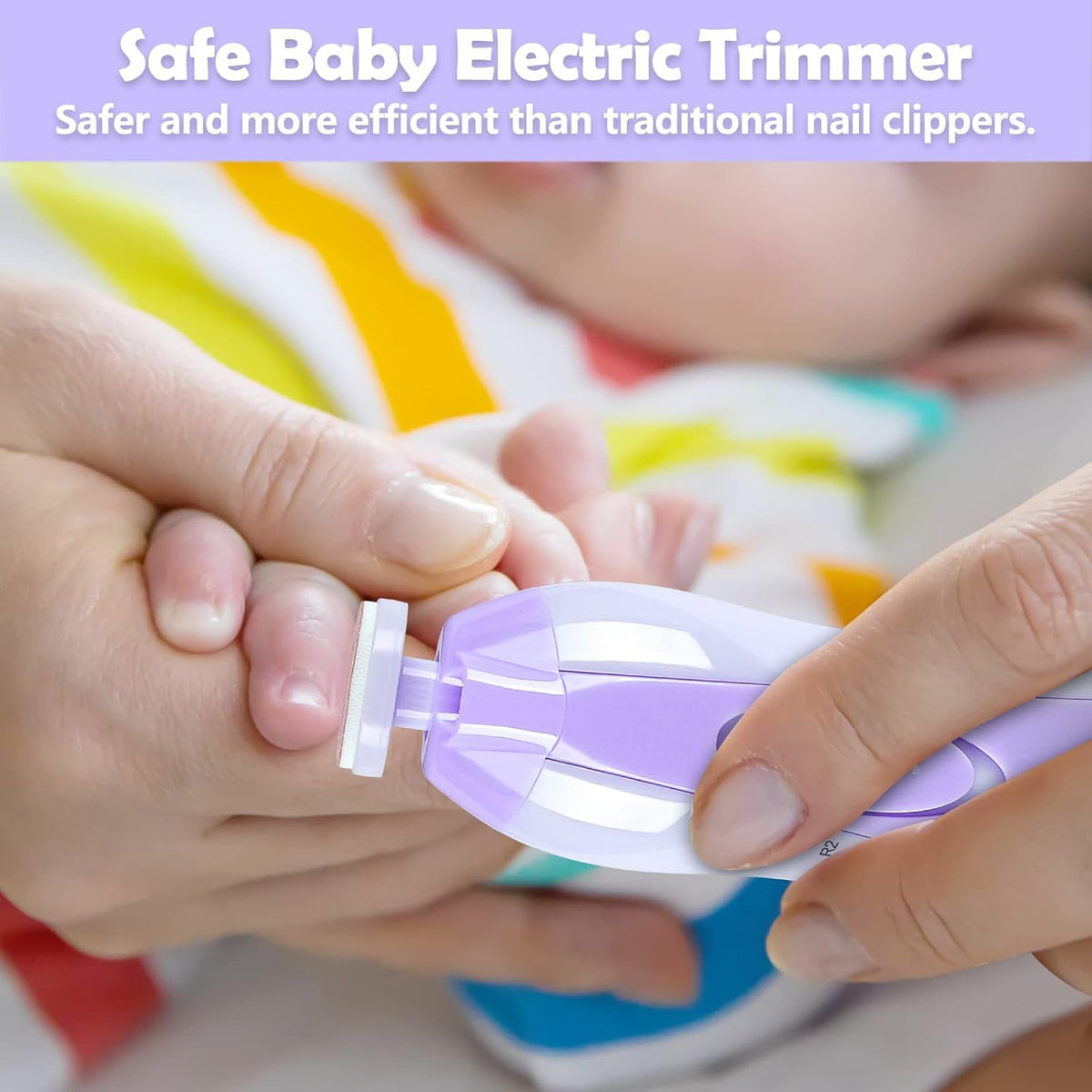 Qunlions life Baby Nail Trimmer Electric, 6 in 1 Rechargeable Baby Nail Clippers Manicure Set Grooming Kit for Toddler Infant or Adults (Pink)