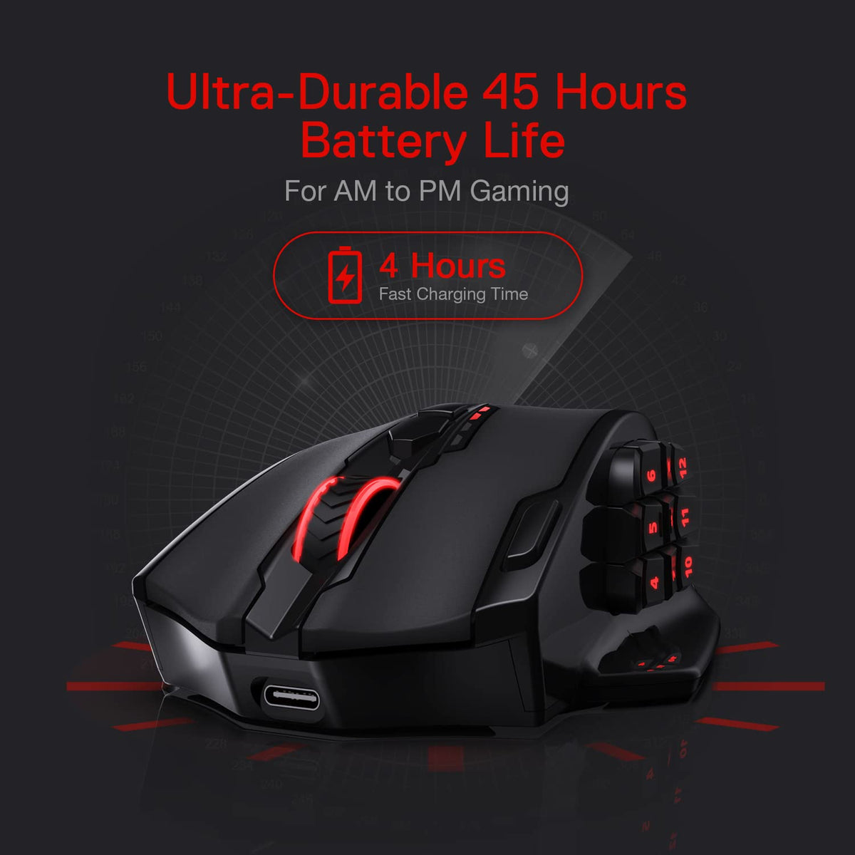 Redragon M908 Impact RGB LED MMO Gaming Mouse With 12 Side Buttons, Optical Wired Ergonomic Mouse with Max 12,400DPI, High Precision, 18 Programmable Macro Shortcuts, Comfort Grip