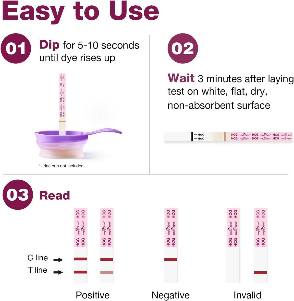Easy@Home 20 Pregnancy Test Strips for Early Detection, Premom App Support