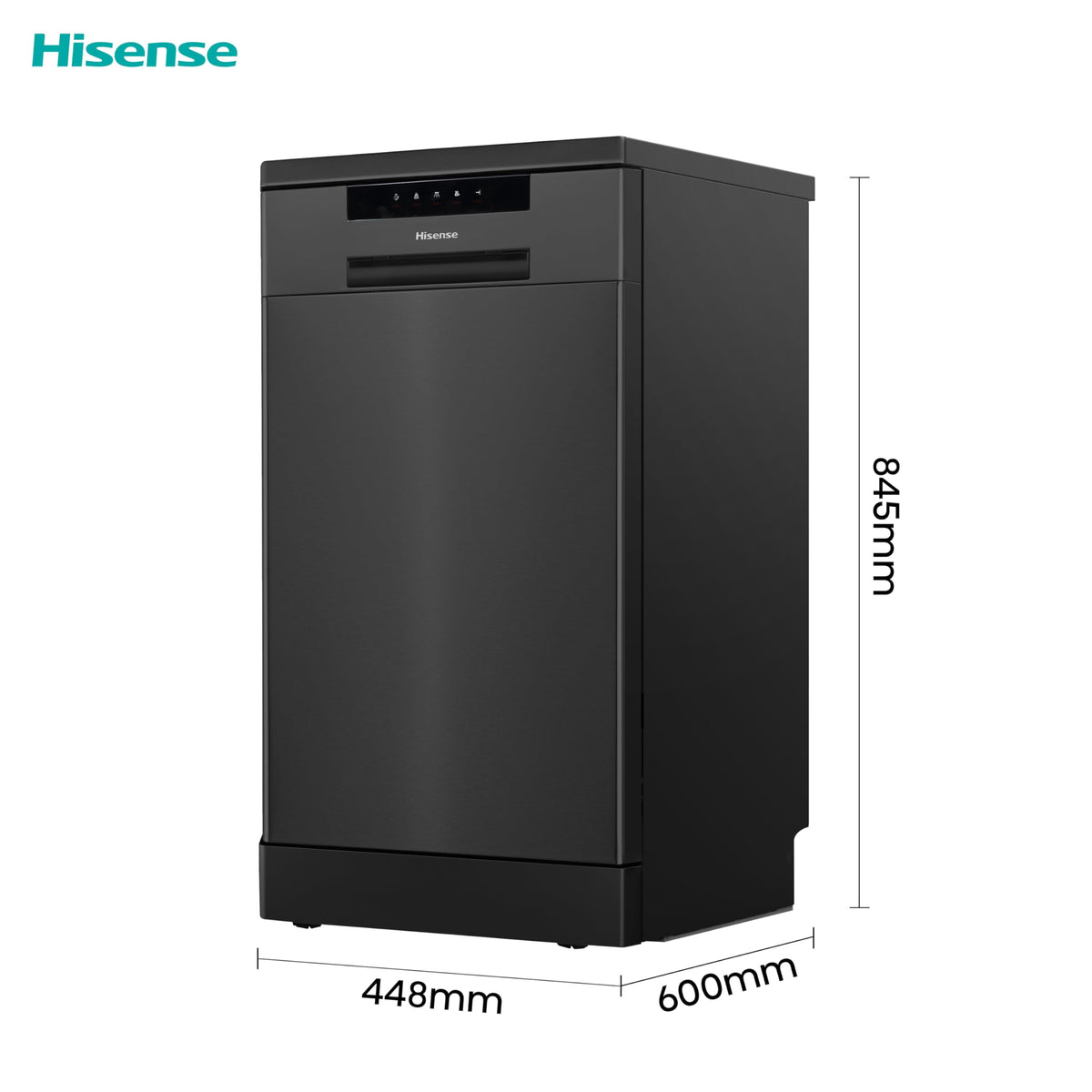 Hisense HS523E15WUK Slimline 10 Places Free Standing Dishwasher White with 30 Minutes Quick Wash [Energy Class E]