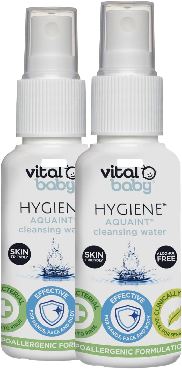 Vital Baby Aquaint Cleansing Water 50ml, 2 Pack| Hypoallergenic, Antibacterial