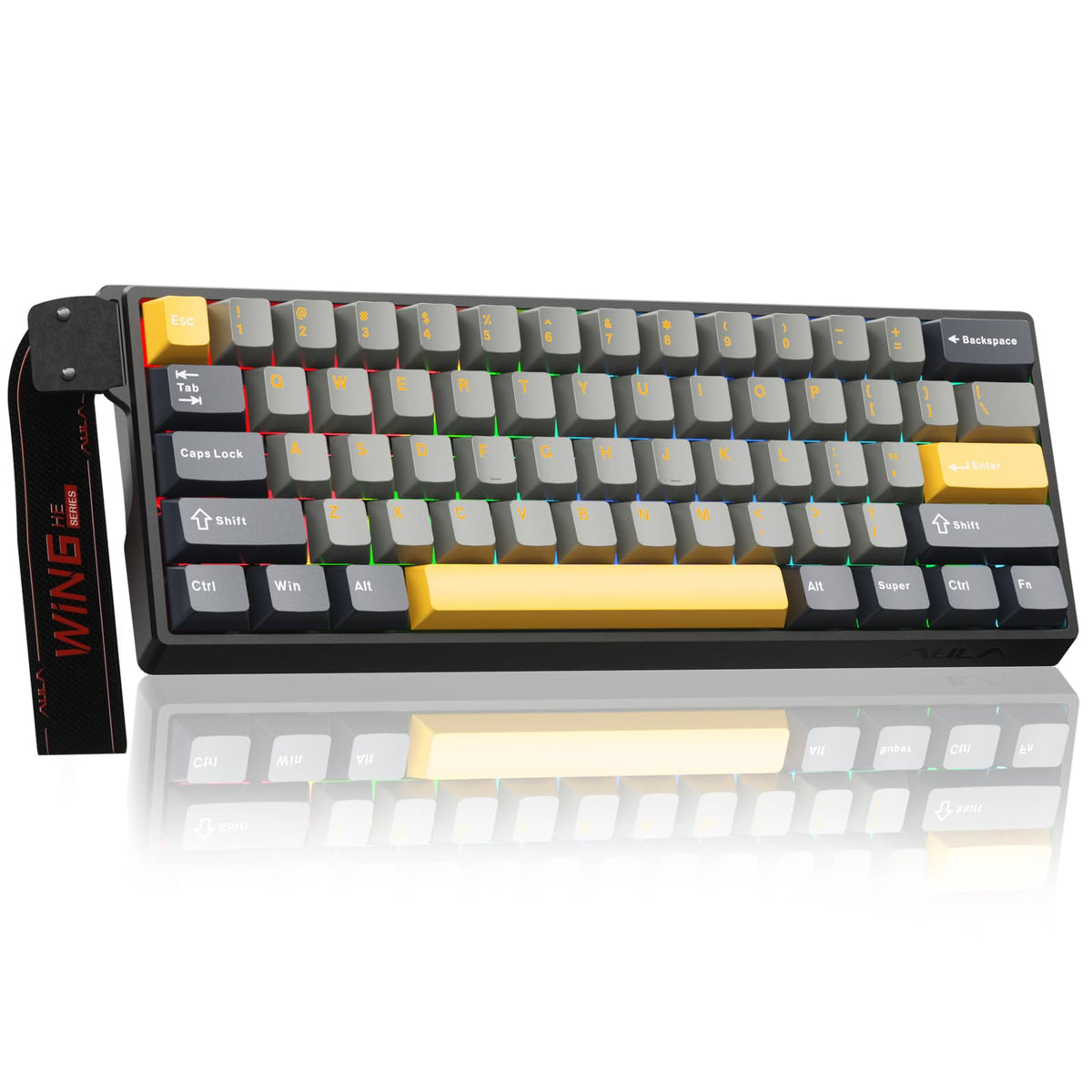 AULA WIN60 HE Mechanical Gaming Keyboard Wired,Hall Effect Magnetic Switches,Adjustable Actuation Rapid Trigger,8K Polling Rate,RGB Backlight,60% Percent Keyboard for Mac/Win (BLACK) (Pack of 2)