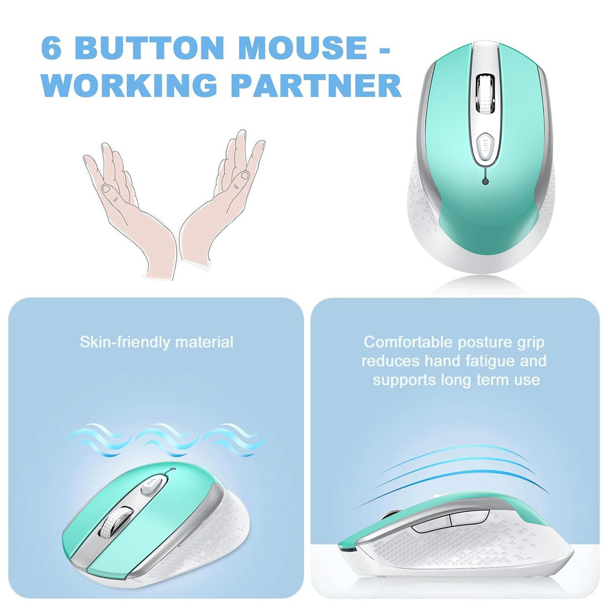 cimetech Wireless Mouse for Laptop, Portable Slim Silent Design for Left & Right Hand Users, Storable Nano Receiver, 800-1600 DPI, 2.4G Compact Computer Mice for MacBook, PC, Windows, Chromebook