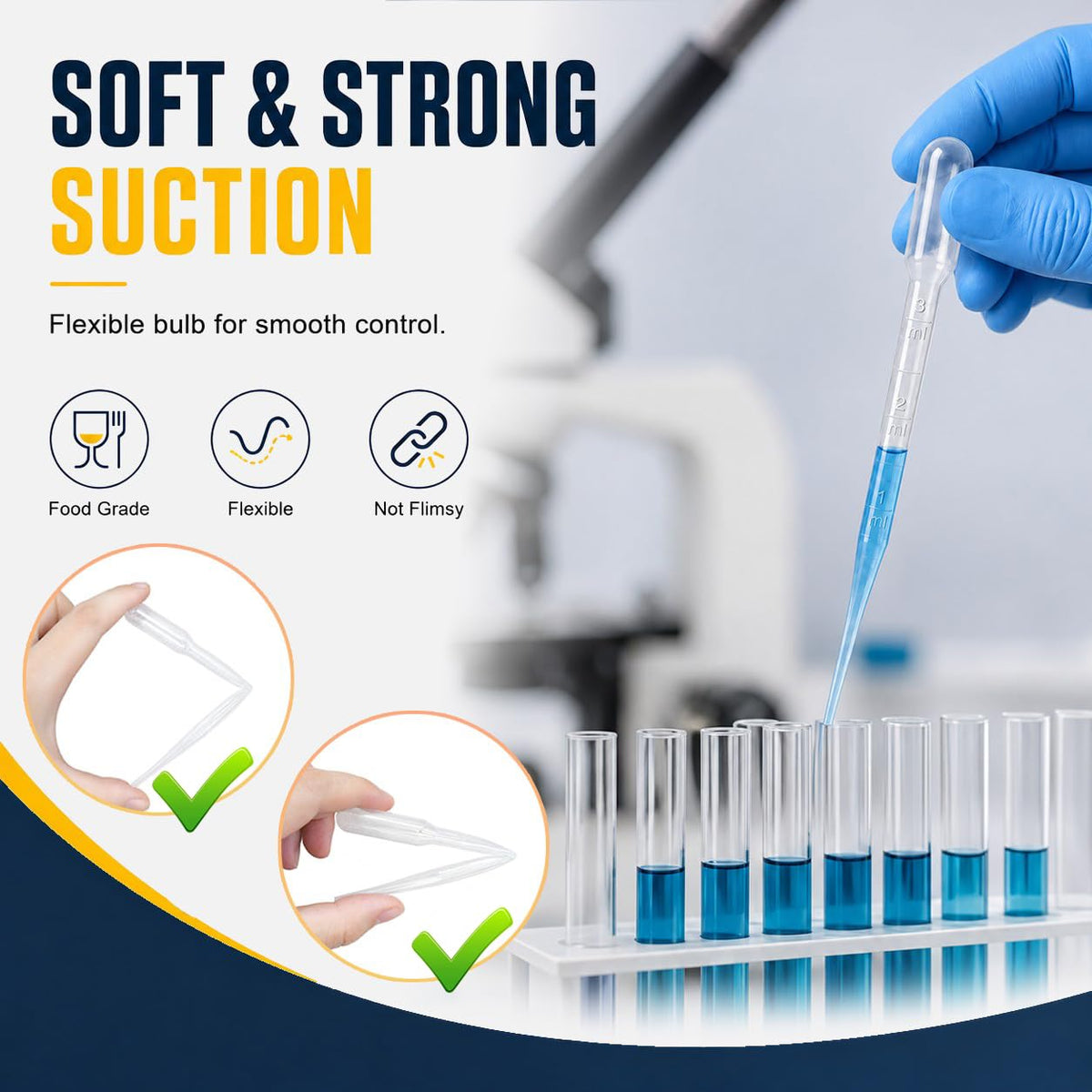 moveland 𝟭𝟬𝟬𝟬𝗣𝗰𝘀 𝟯𝗺𝗹 Dropper Pipettes- Plastic Transfer Pipette for Lab Science, Essential Oil, DIY Art, Medicine - Excellent Suction Without Leakage