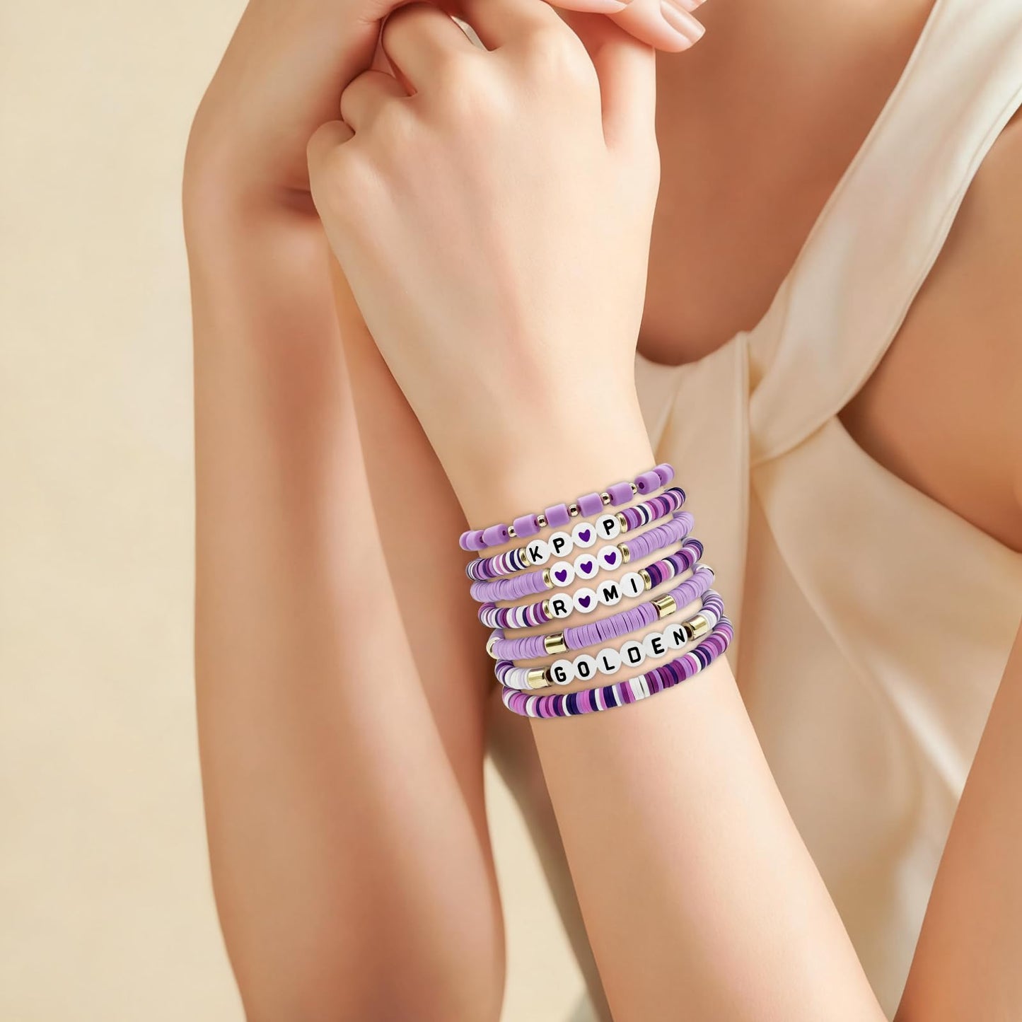 For Grils Bracelet Korea-pop DemOn Friendship Merch Bracelets Stackable Stretch Hunters Singer Inspired Letter Bracelets for Girls Women Fans Valentine's Day Birthday Easter Gifts