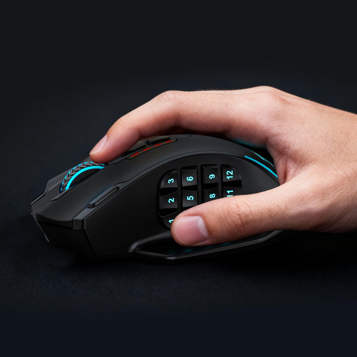 Redragon M908 Impact RGB LED MMO Gaming Mouse With 12 Side Buttons, Optical Wired Ergonomic Mouse with Max 12,400DPI, High Precision, 18 Programmable Macro Shortcuts, Comfort Grip