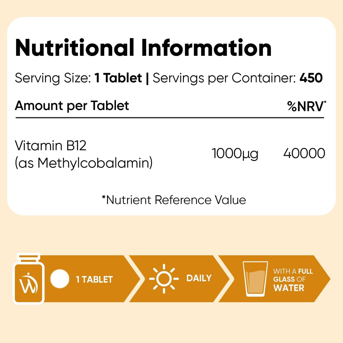 Vitamin B12 Tablets - 450 Tablets (1+ Year Supply) - 1000mcg