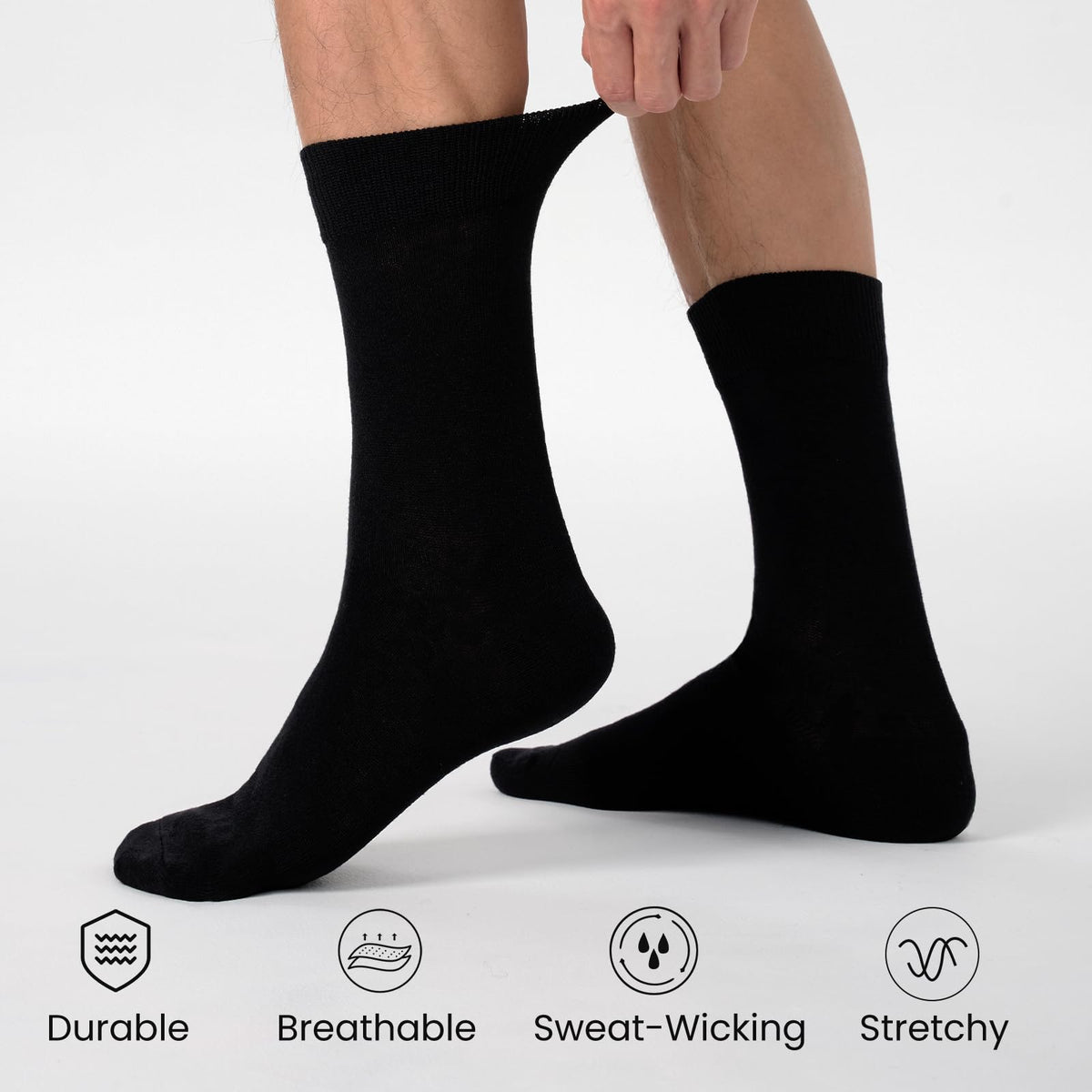 Cirorld 6/10 Pairs Mens Black Socks, Breathable Causal Cotton Socks Men
