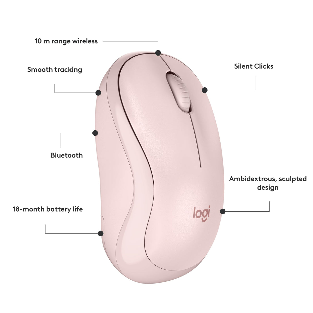 Logitech M240 Silent Bluetooth Mouse, Wireless, Compact